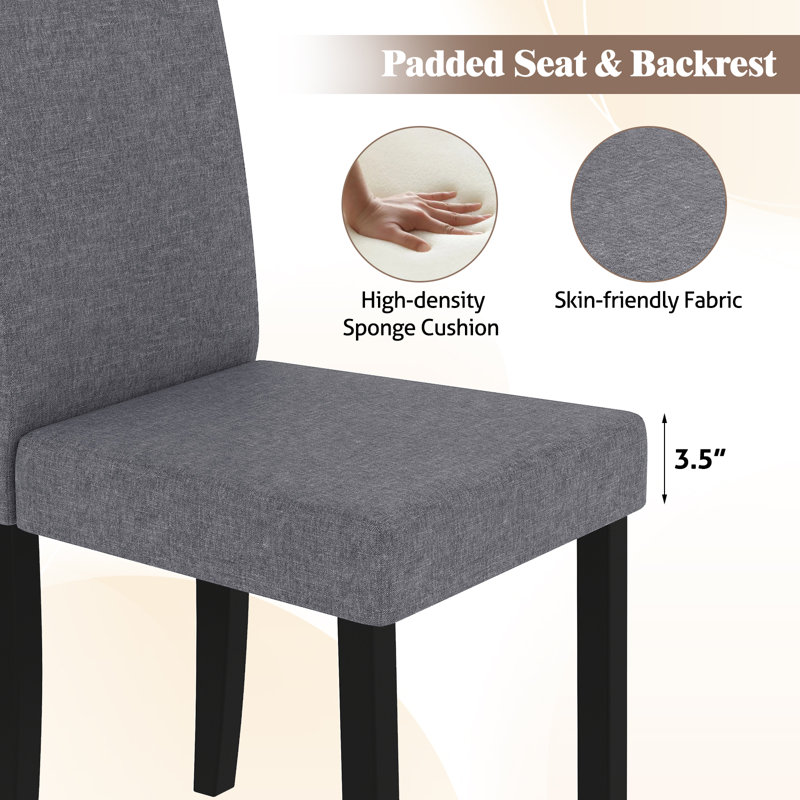  Ensemble de 4 chaises de salle à manger rembourrées en bois d'hévéa avec accoudoirs gris foncé, 4, Gris foncé