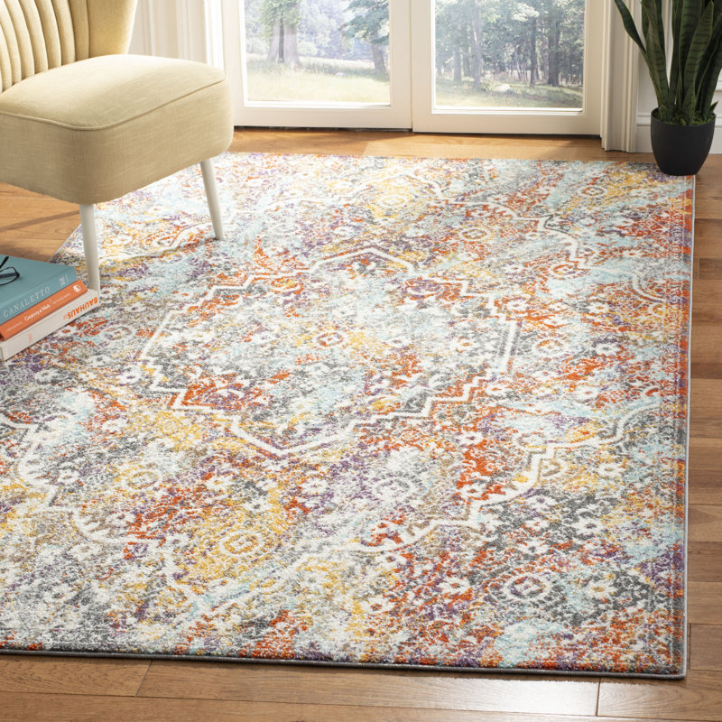 Felty Light Gray/Light Blue Rug, Rectangle 5'1" x 7'6"