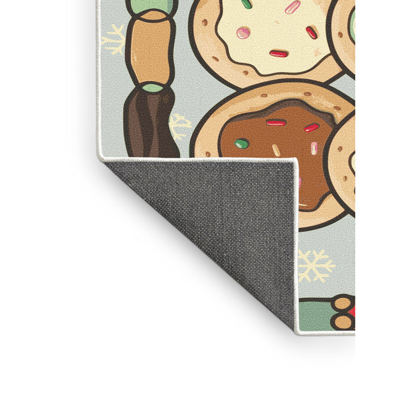 Tapis de vacances The Holiday Aisle® Cookies, Rectangle 7 pi x 9 pi