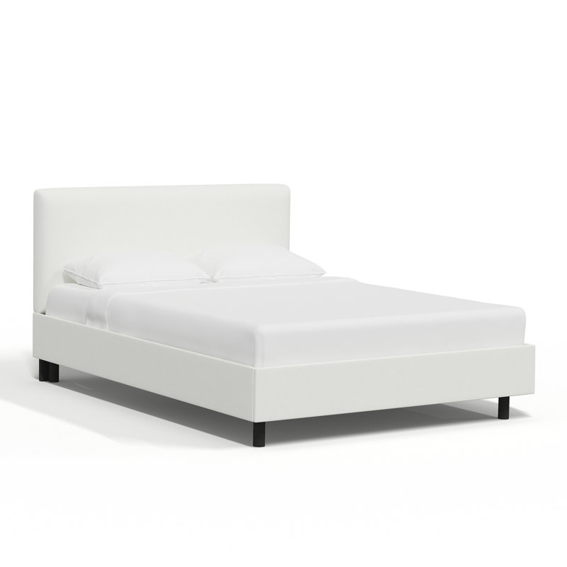 Lit tapissier Eisley, Très grand californien, Zuma White Textured Linen