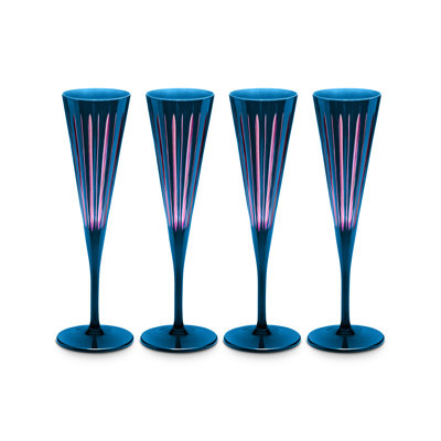 Prism Champagne Flutes - Blue S/4
