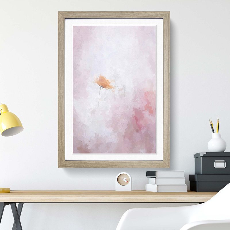 Poppy Flower in Abstract - Picture Frame Painting Print, Oak, 91cm H x 60cm W x 2cm D