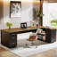 85.8-Inch L-Shaped Executive Desk with File Drawers-1401151806