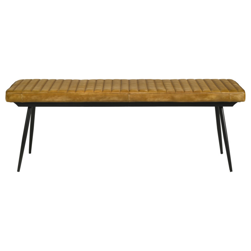 Banc à coussin capitonné chameau et noir, Brun