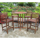 Michaela 4 - Person Acacia Wood Patio Dining Set with Round Table