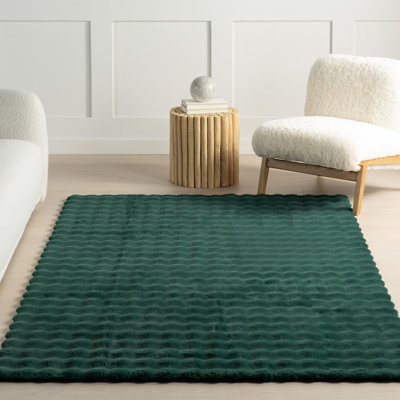 Jeni SuperiorWash Solid Faux Rabbit Machine Washable Area Rug