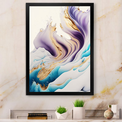 «Blue, Gold and Mauve Abstract Waves I», reproduction sur toile