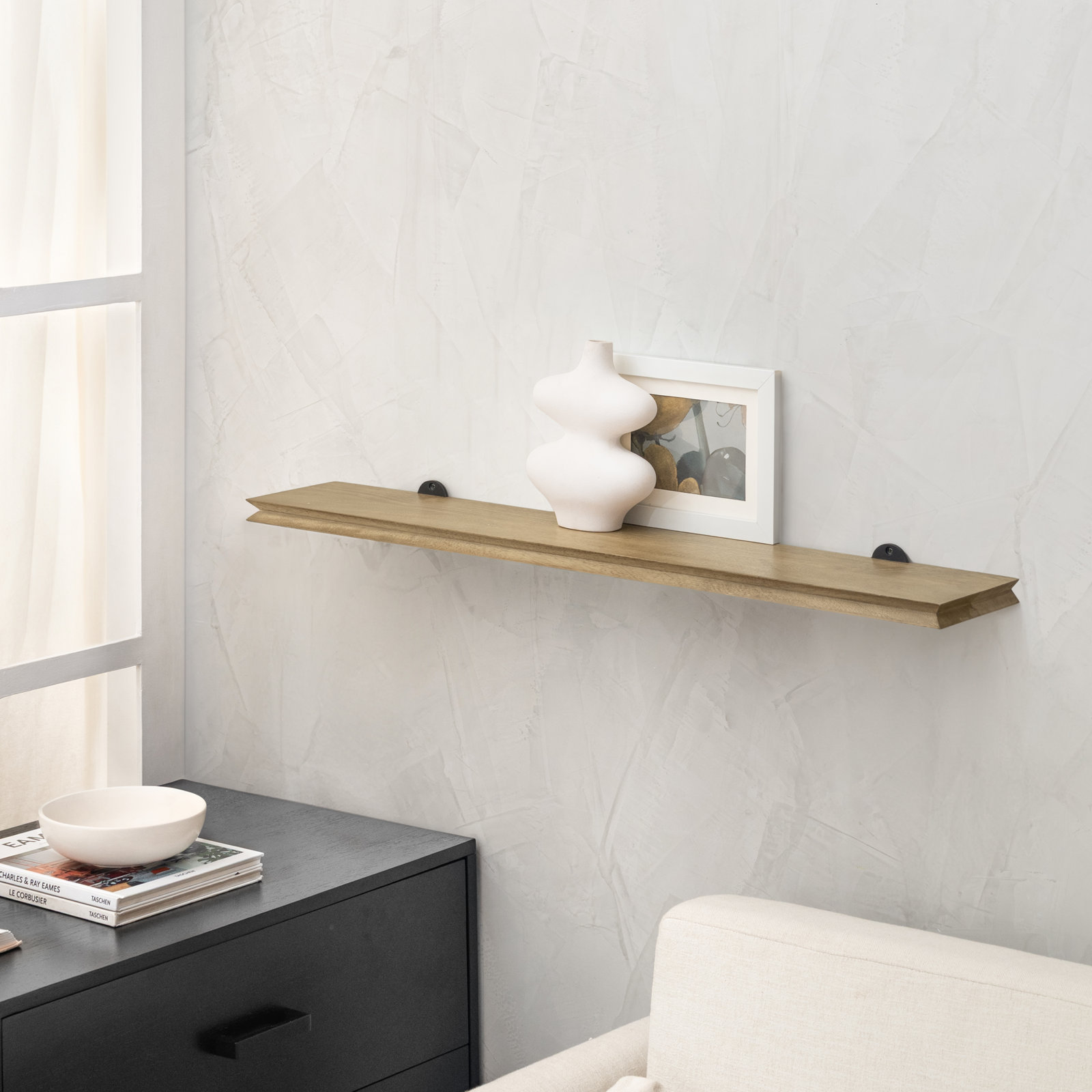 Irie Mango Wood Floating Shelf, 1'' H x 36'' W x 6'' D, Warm Sand