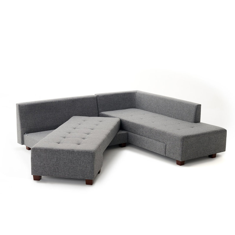 Canapé-lit large de 110,2 po Harjeevan, 100% polyester gris, Orienté à gauche (vu de face)