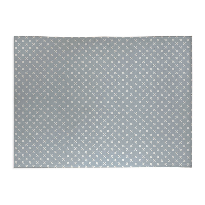 Tapis de bureau léger Criss Cross, L 6 pi x L 4 pi, Bleu ardoise