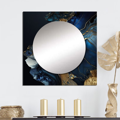 Delyu - Miroir carré abstrait en marbre pour décoration murale