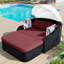 Chaise longue en osier avec auvent réglable-369318638