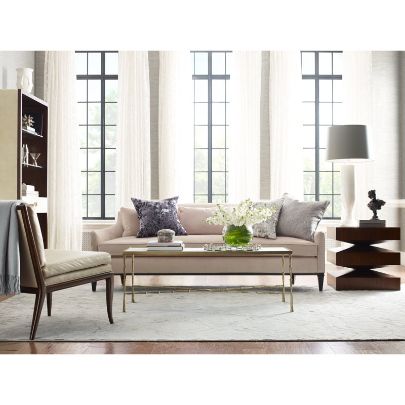 Spike Cocktail Table w/White Marble Top, Antique Brass