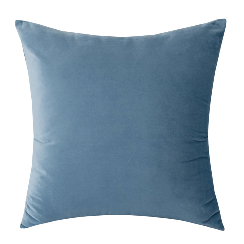 Housse de coussin carré en velours , Bleu mer