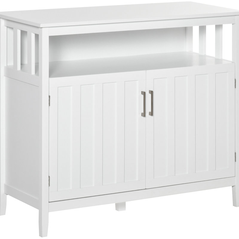 Buffet de cuisine en blanc avec 2 portes et tablettes réglables - Rangement abondant pour assiettes