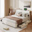PU Upholstered Bed With USB Charging Ports And 4 Storage Drawers-867000137
