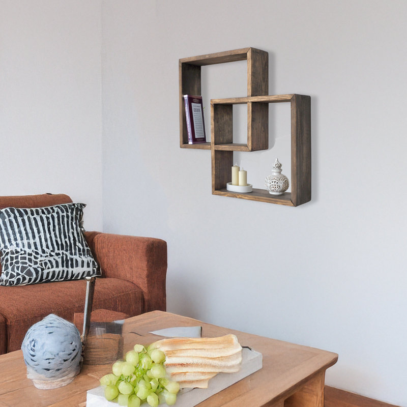 Handmade Spruce Wood Assembled Cubby Wall Shelf