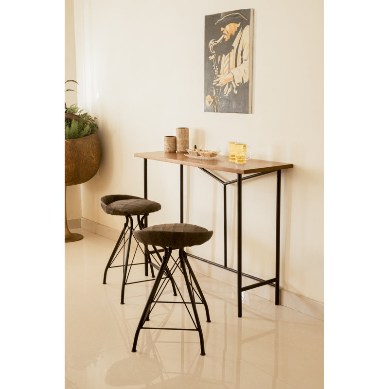 Swivel Upholstered Counter Stool with Metal Frame, Black
