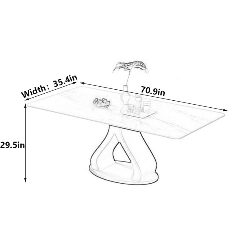 Table de salle à manger moderne italienne, H 29,5 po x L 70,9 po x l 35,4 po