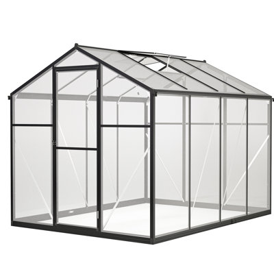 Serre en aluminium pour cour arrière - Panneaux en polycarbonate de 6 pi x 8 pi rouillés et ventilés
