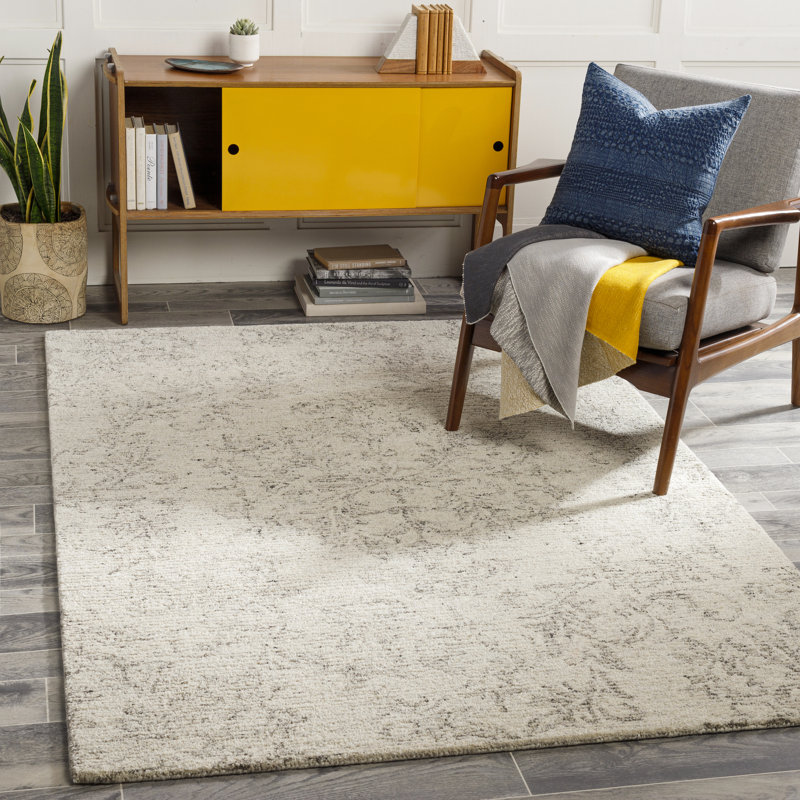 Nithsdale Oriental Handmade Tufted Area Rug in Gray/Beige, Rectangle 10' x 14'