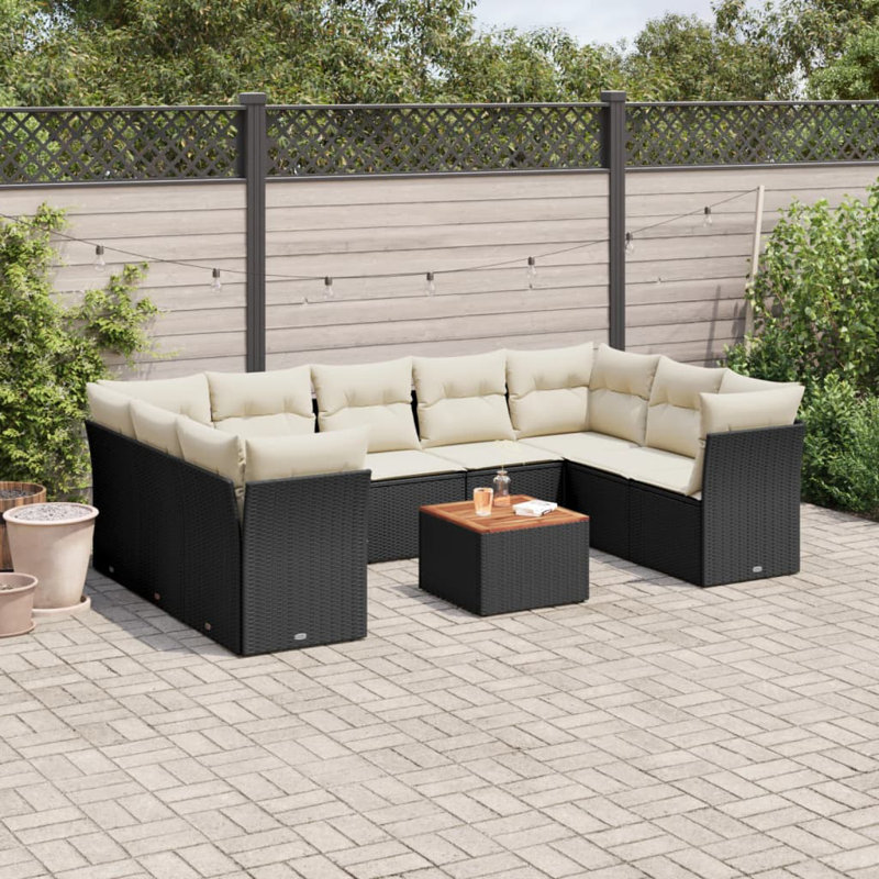 Ensemble de canapé de jardin Vidaxl, Coussin crème / cadre noir