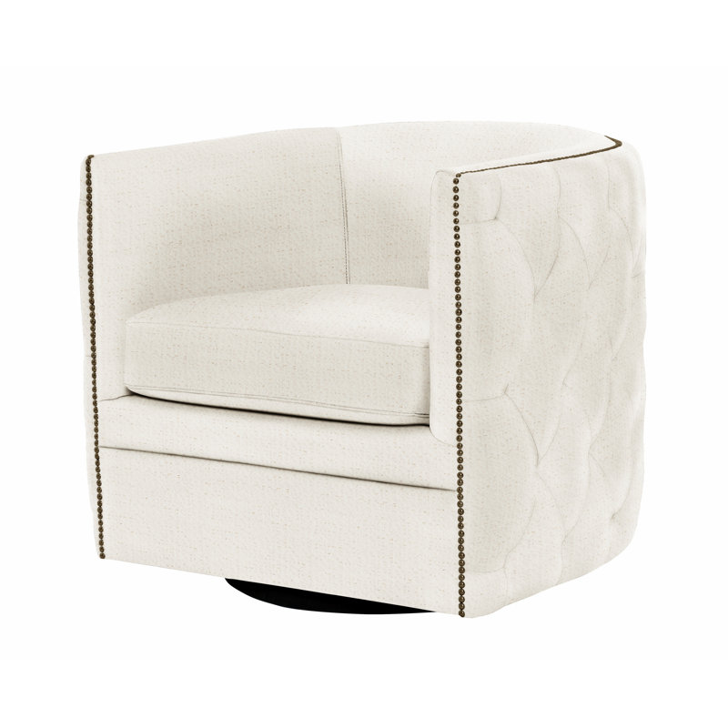 Palazzo 31.5'' Wide Tufted Swivel Barrel Chair, Brass, Dorado Snow Crypton® Chenille 5558-000