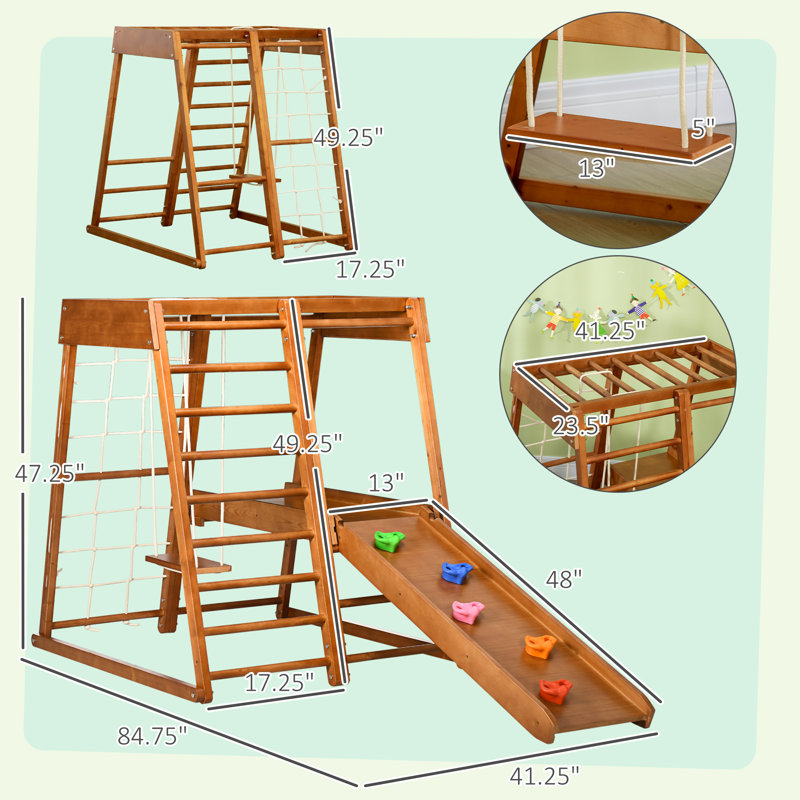 Aire de jeu pour enfants Qabo 6-en-1 avec glissade pour enfants de 3 à 10 ans