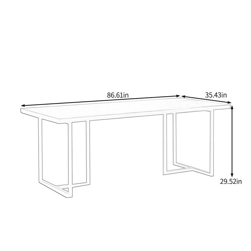 Multifunctional solid wood dining table, 29.52"H x 86.61"L x 35.43"W