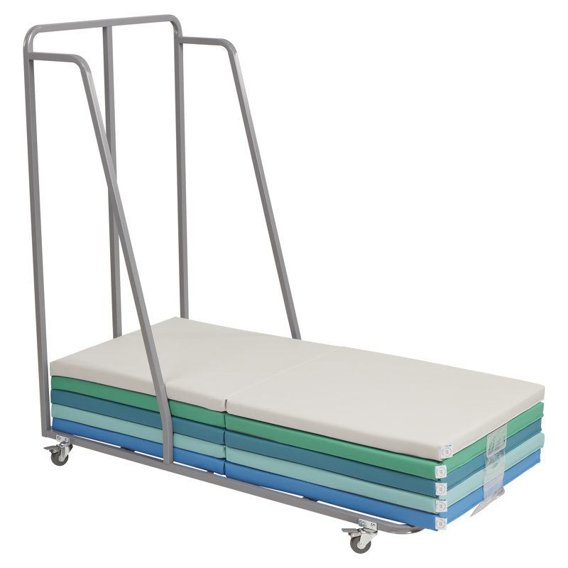 ECR4Kids Rest Mat Storage Trolley with Locking Wheels, Classroom Organization, Grey