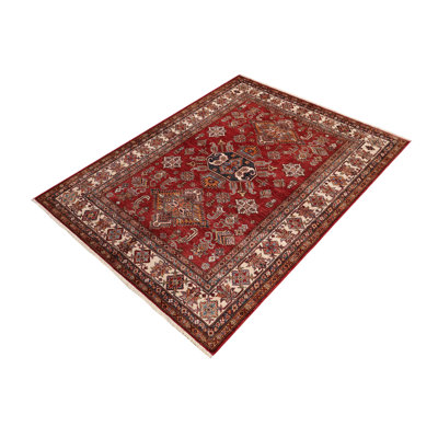 Rustic Gioni Taylor Red/Beige Wool Square - 5'1'' X 6'0''