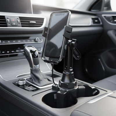 Wireless Car Charger 15w Cup Holder Phone Mount With Auto Clamping For Smartphones