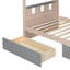 Lit simple superposé de style château avec 2 tiroirs, tablette et DEL, gris et rose antique-129419786
