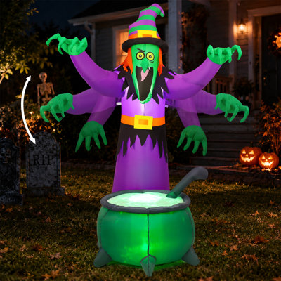  Sorcière gonflable d'Halloween animée de 6 pi qui remue le chaudron