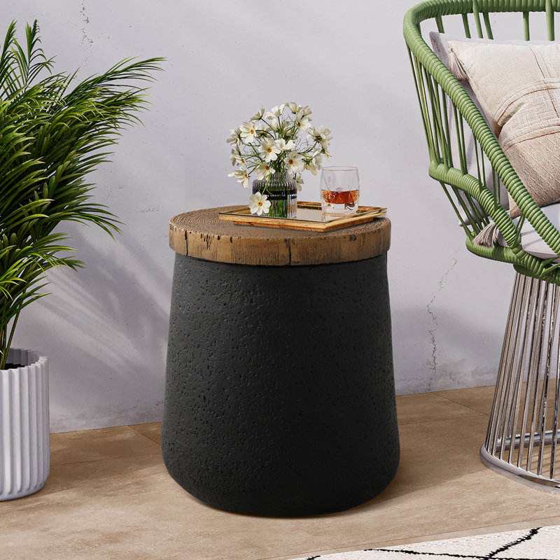 Kanauga Outdoor Side Table , 13.2'' in. W 13.2'' in. D, Black, 1