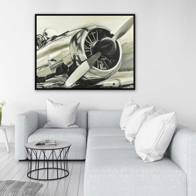 Avion rétro - Toile encadrée hyperréaliste pour la décoration intérieure