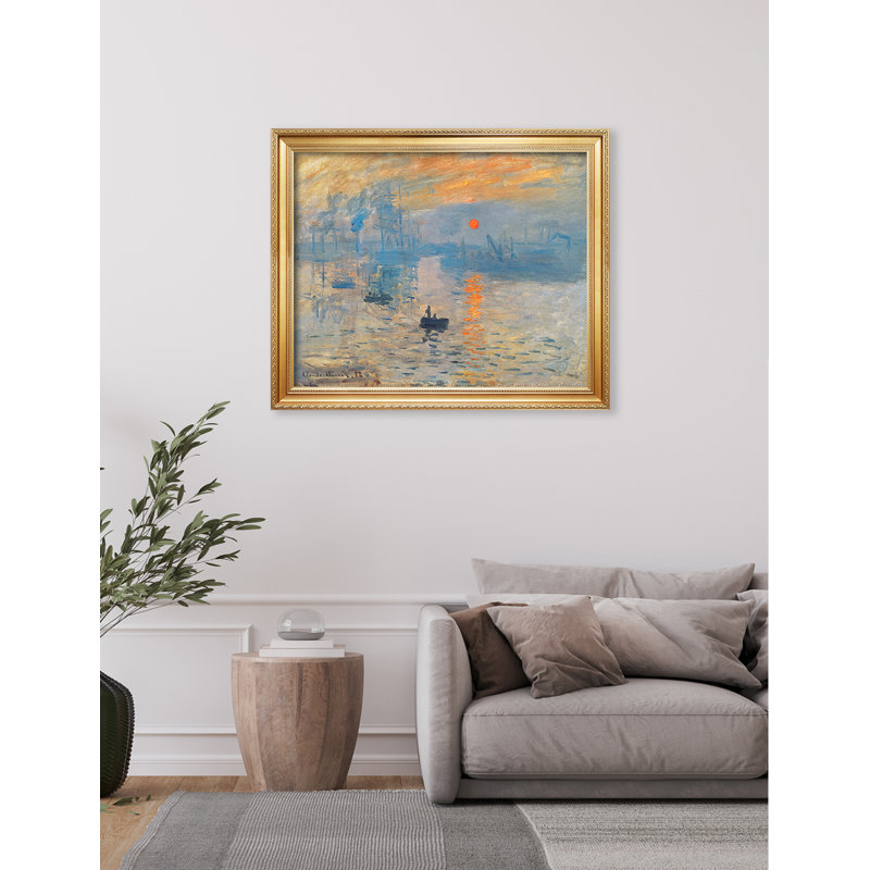 " Impression Sunrise " by Claude Monet, 24" H x 30" W x 0.75" D, Gold Framed