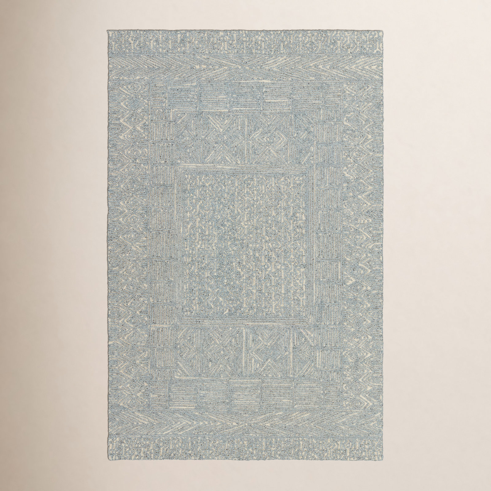 Christie Handmade Blue/Cream Rug, Rectangle 9' x 12'
