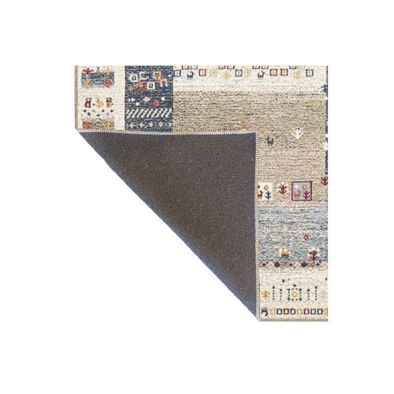 Washable Rectangular Square Patterned Woven Area Rug, Runner 2'6" x 6'7" Rug Pad Included