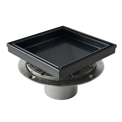 6 In. X 6 In. Stainless Steel Square Shower Drain With Tile-In Pattern Surface And PVC Drain Base