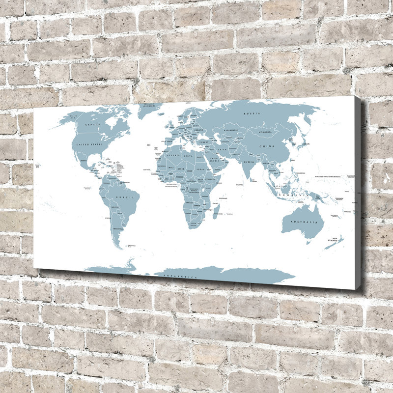 Political Map 1 Piece Wrapped Canvas Wall Art, 70cm H x 140cm W