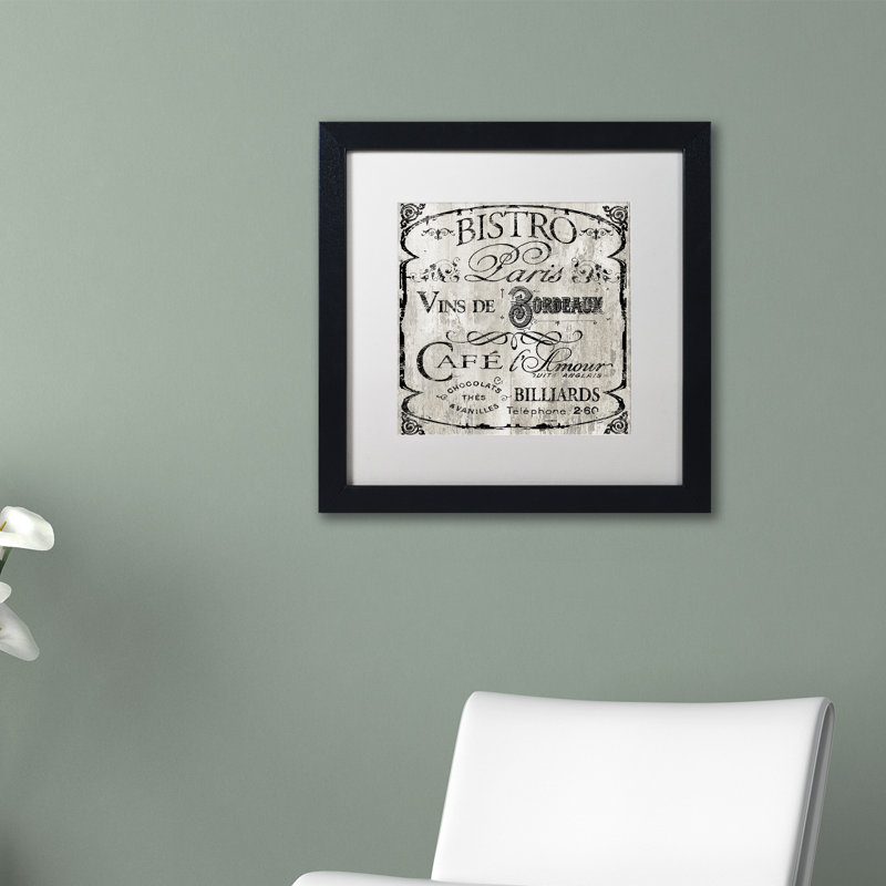'Paris Bistro III' by Colour Bakery Framed Vintage Advertisement, 16" H x 16" W x 0.5" D, White