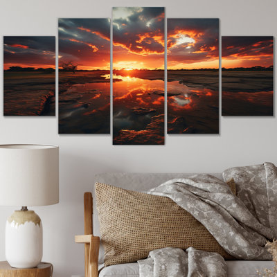 «Sunset Tangerine Dreams», impression d'art mural - 5 panneaux