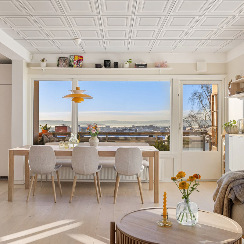 Carreau de plafond en PVC texturé ignifuge, imperméable et réutilisable 2 pi x 2 pi - blanc de qualité supérieure, 48 pi2 / caisse (ensemble de 12)