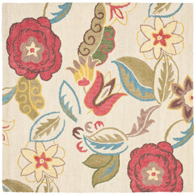 Tapis floral en laine crocheté à la main Emrick