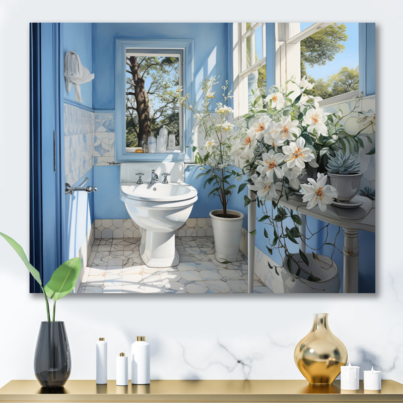 Bathroom Bathroom Reflections Of II - Impression sur toile de salle de bain, H 12 po x l 20 po x P 1 po, Toile tendue