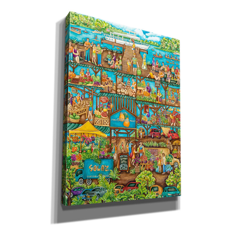 «Farmers Market» par Andrea Strongwater, art mural sur toile, H 54 po x l 40 po x P 1,5 po