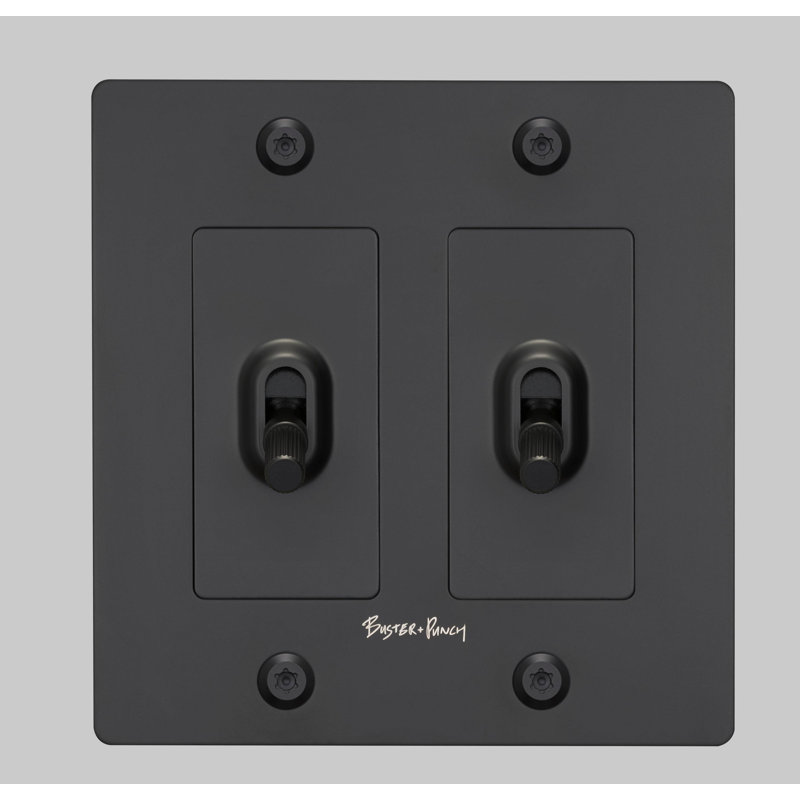 2G Toggle / Linear / With Logo, Black, 2 Gang