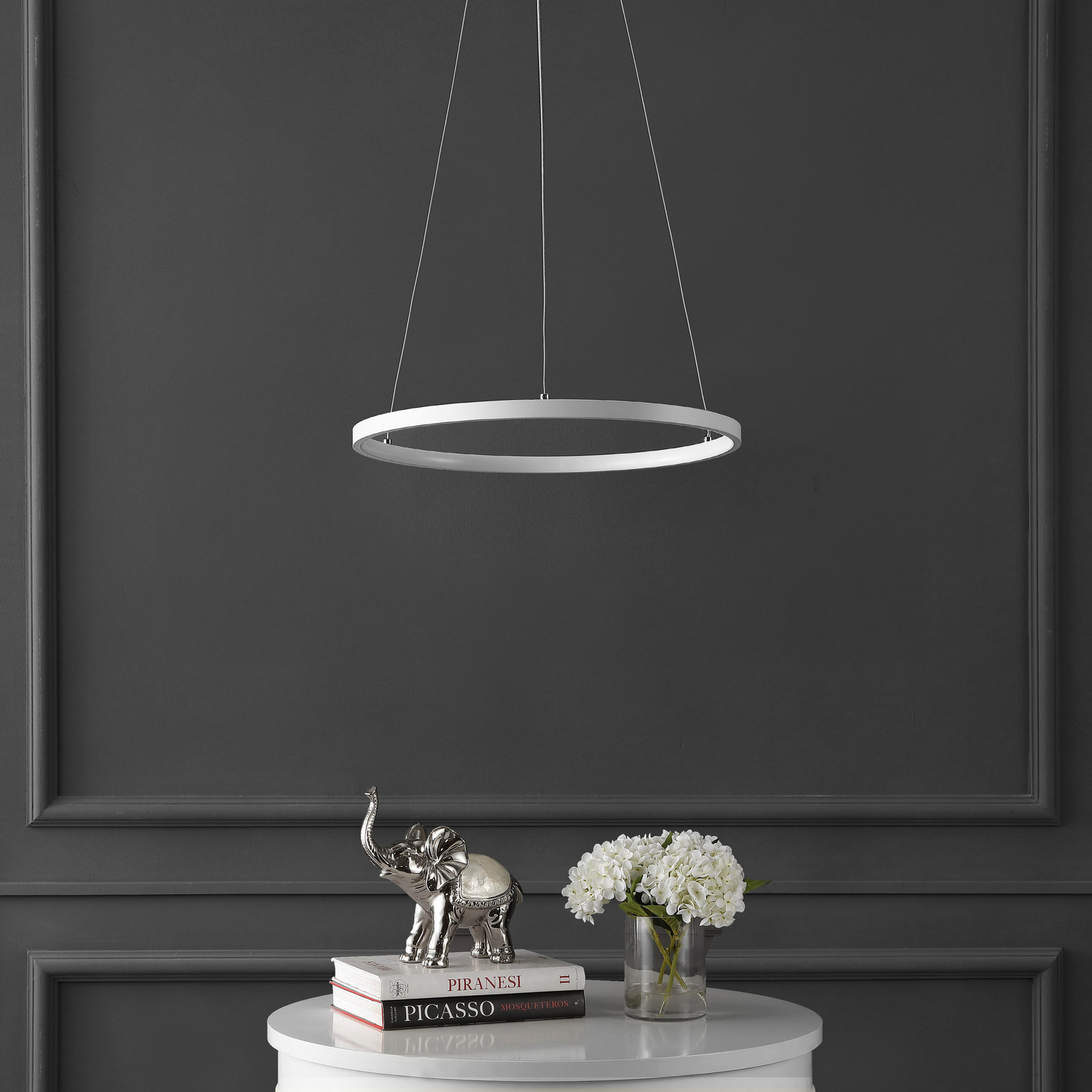 Odin Single Light Dimmable LED Pendant, 0.75" H x 15.75" W x 15.75" D, Matte White