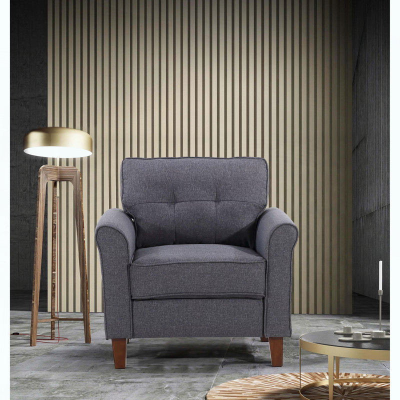 Chaise d'appoint rembourrée avec dossier capitonné, Dark Grey